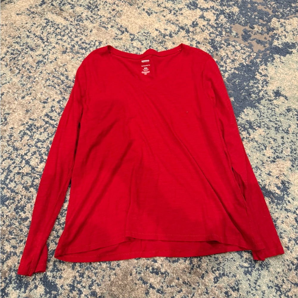 Red Long Sleeve Women's Top